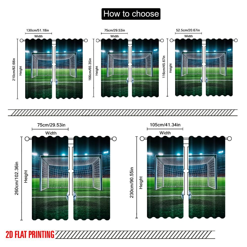 2pcs,2D Plane Printing Contemporary Curtains Goal Moment Polyester Easy Install (without Rod) Decorations Outdoor for Bedroom &