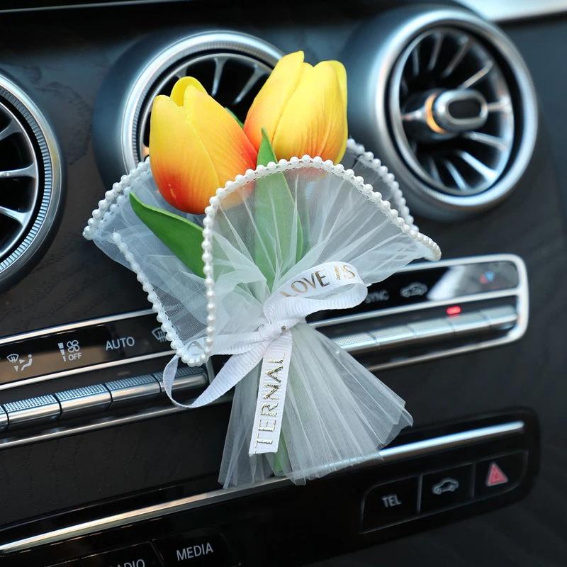1 Pezzo Decorazione Creativa per Stanza Rete Perlescente Fiori Finti Bouquet Mini Tulipano PU Mini Bouquet di Fiori Artificiali Artigianato Regalo Decorazione Regalo