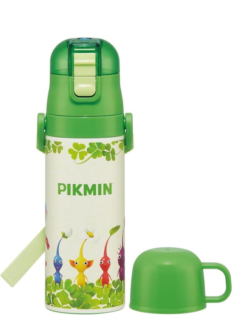 Two-Way Stainless Steel Sports Water Bottle with One-Touch Cup, 470ml (Direct Drinking) and 430ml (Cup Drinking) Set (Water Bottle, Name Sticker)