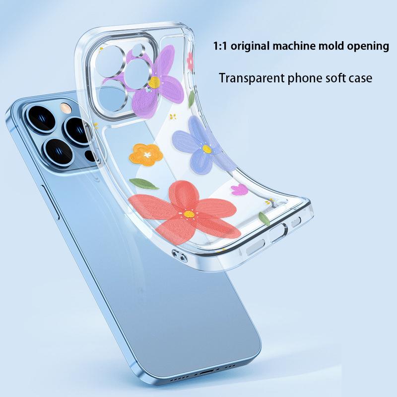 New Vitality Macaron Color Flower Mobile Phone Case iPhone12 Anti-drop Transparent All-inclusive Apple 17pm