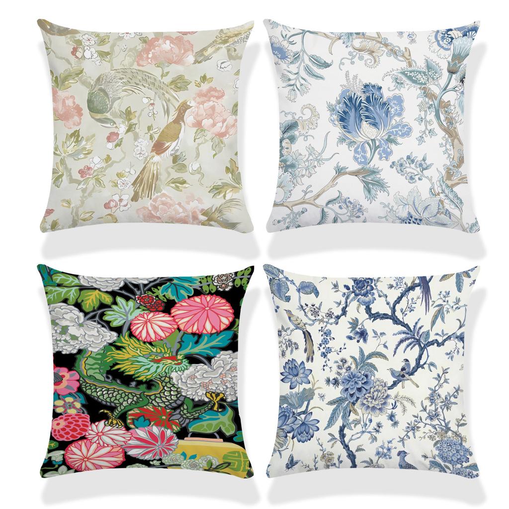 Home Decor Colorful Floral Patterns Pillow Covers for Home Pattern Cushion Cover Suitable for Sofa Bedroom Car Pillow Cover