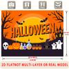 Party Backdrop Halloween Flat Spooky Ghosts Pumpkins Bats Haunted House Multi Photo Booth Decor Front Door Decor