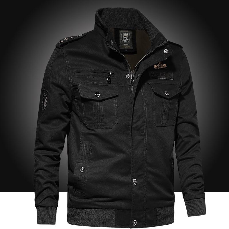 Gewaschene Baumwolle Lässige Jacke Outdoor Locker Übergröße Cargotaschen Mode Flieger Herrenbekleidung