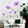 Pegatinas de Pared de Flores y Mariposas Creativas Plantas Decalques Impermeables Fáciles de Limpiar Murales Artísticos
