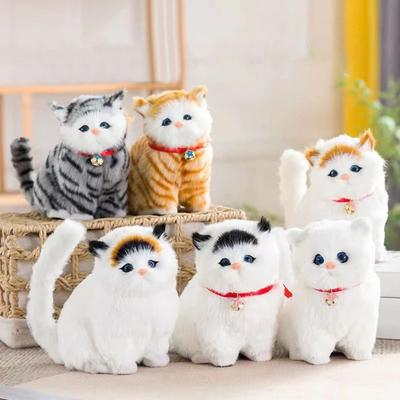 Flauschiges Simulations-Katzen-Stofftier Kreative Niedliche Plüschkatzen mit Geräusch Interaktive Weiche Imitations-Katzen-Stoffpuppe Ostergeschenke