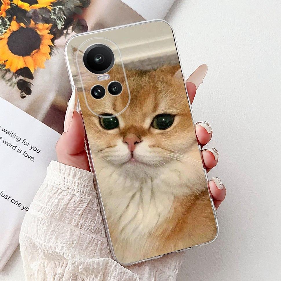For OPPO Reno10 5G Case CPH2531 Luxury Cat Cartoon Cover Clear Silicone Soft TPU Phone Case For OPPO Reno 10 Reno10 Back Covers