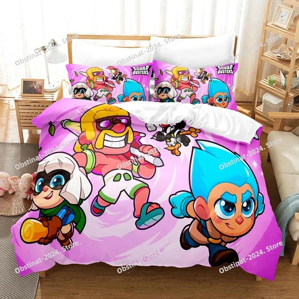 

Comforter 3D Squad Busters Anime Demon Slayer Bedding Set Printed With Bed Soft Single Double Queen Super King Size Comforter (quilt)-EU Single(135*200cm)3pcs