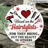 2D Flat Print, 1pc Round Aluminum Metal Sign, Hair Stylist Is Blessed, Suitable for Home, Cafe, Hair Salon, Room, Perfect Opening Gift, Easy To Hang