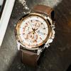 Casio EDIFICE Serie Sport wasserdicht Quarzwerk Lederarmband Japanische und Koreanische Uhr Herrenuhr weißes Zifferblatt EFR-539L-7A