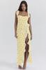 Summer new French suspender fungus edge design sense Spice girl split long dress dress women