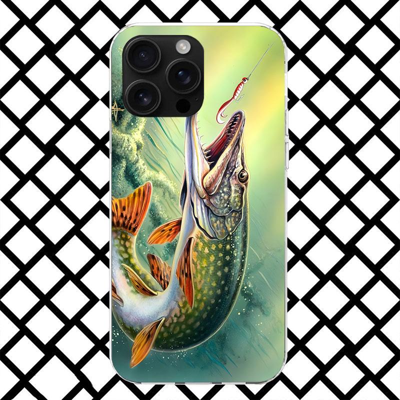 Carp Fish Fishing Rod Hook Phone Case for iPhone 17 Air 16 16E 15 14 Plus 13 Mini 12 11 Pro Max 7 8 + SE 2020 Soft Cover Fundas