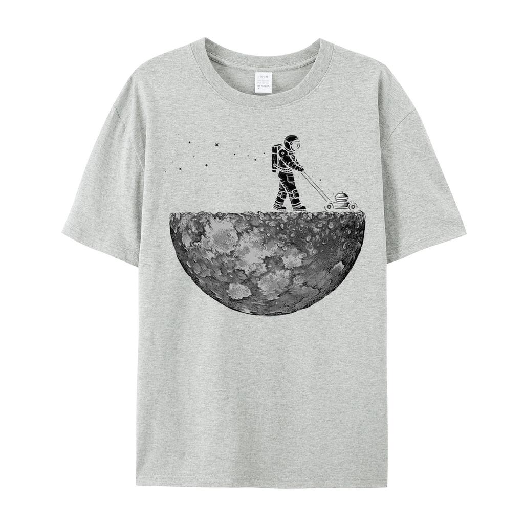 Astronaut Moon Hemisphere Men's 100% Cotton Short sleeved Fashion Women's T-shirt Casual Street Clothing