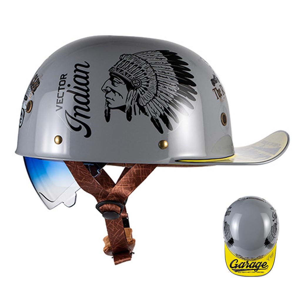 Motorcycle Helmet Street Retro Baseball Cap Moto Helmet With Blue Lenses Half Helmet Men Women Motorbike ECE DOT Approved