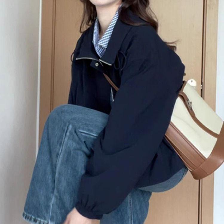 

Повседневная синяя куртка в корейском стиле для миниатюрных женщин - Весна/Осень L 110-125 kg