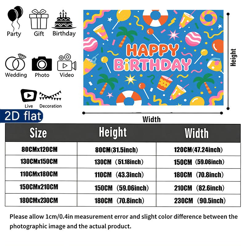 Happy Birthday Gifts Photo Background, Colorful Polyester Banner for Party Supplies