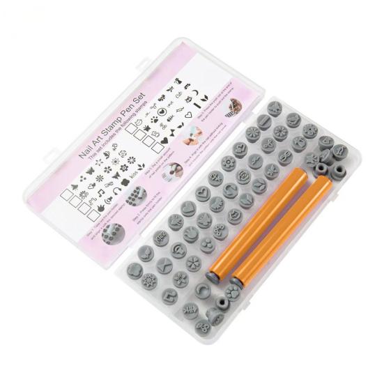 1 Set Nail Stamp Pens with Interchangeable Heads, Nail Art Stamper Tools with 36/48 Patterns, DIY Manicure Design Stamping Pen for Women, Beginner 36pcs оранжевый