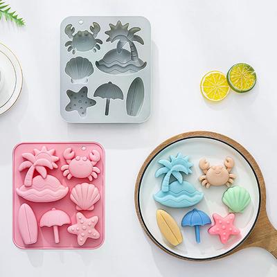 6 Cavity Tropical Beach Theme Silicone Mold Summer Animal Crab Shell Fondant Candy Chocolate Mould Diy Baking Accessories