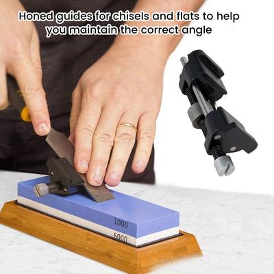 Honing Guide Adjustable Alloy Chisel Sharpening Jig Fixed Angle Sharpening Guide Kit Woodworking Tool for 0.15-2.11 Inch Chisels