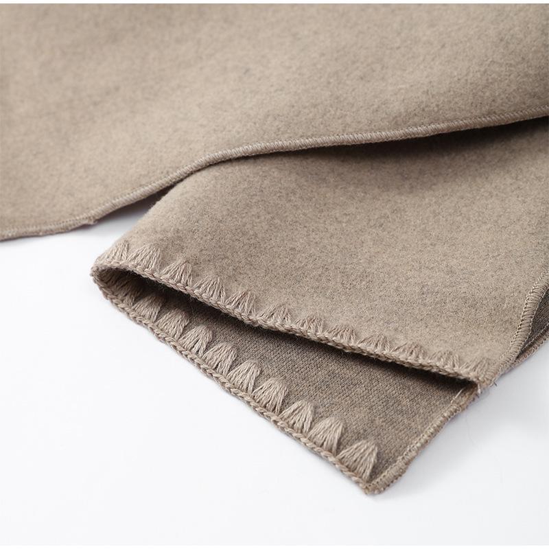 Solid Color Wool Scarf-Style Short Overcoat - European & American Warm Jacket