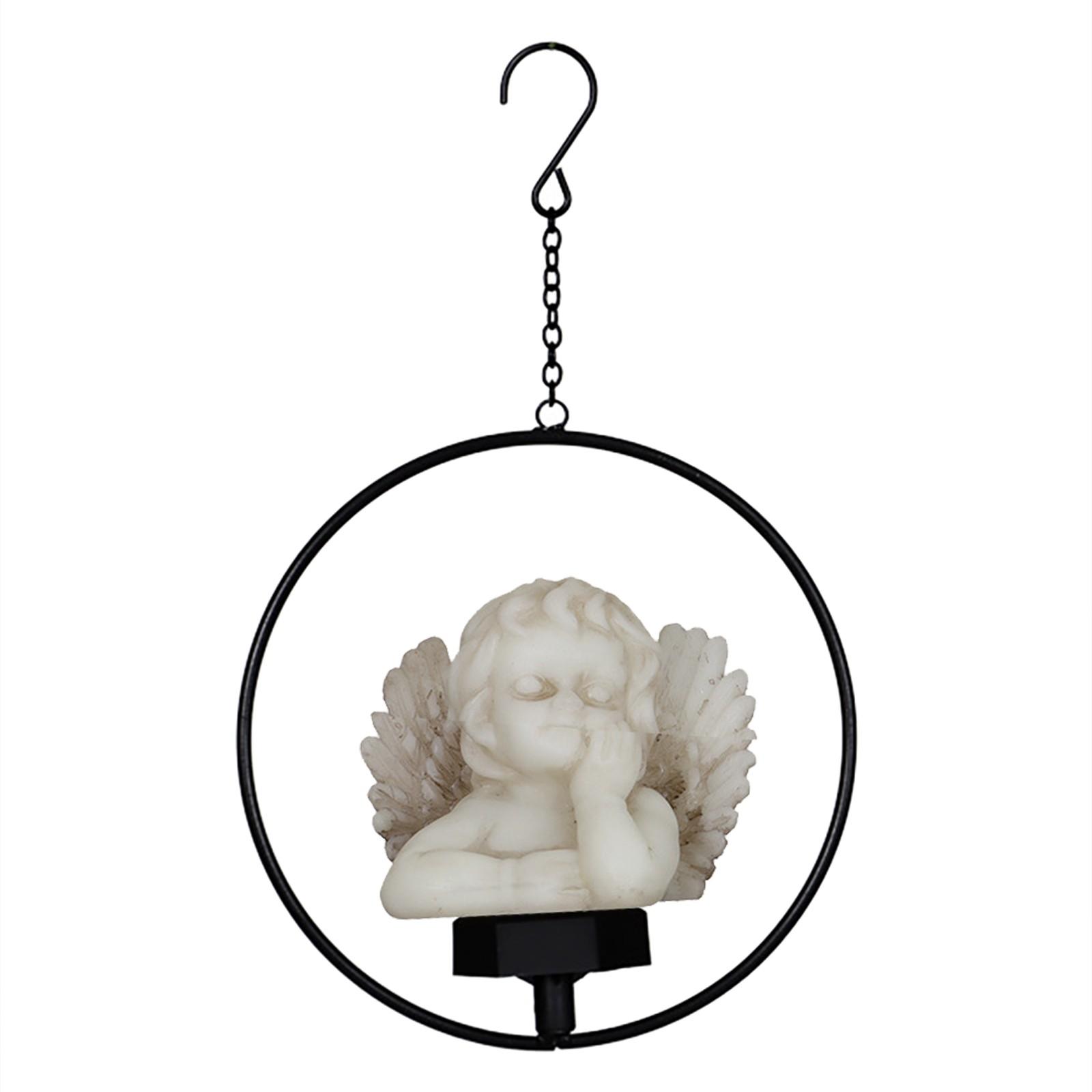 

Solar Powered Angel Cherub Garden Yard Patio Art Outdoor Decoration білий