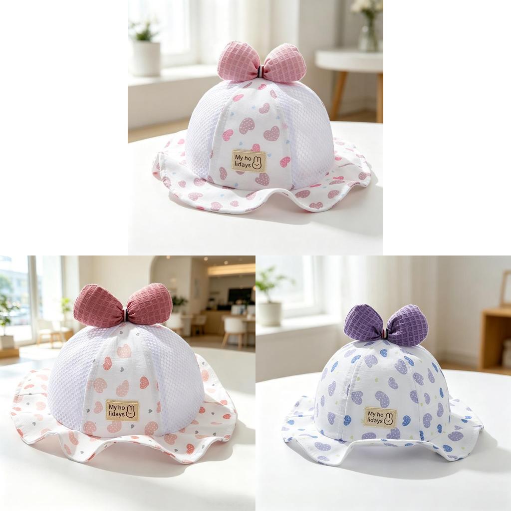 Baby Spring Summer Cotton Sun Hat With Wide Brim For Girls Sun Protection