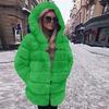 European and American new imitation fur coat imitation fox hair medium and long splicing long-sleeved fur women's coat with hat