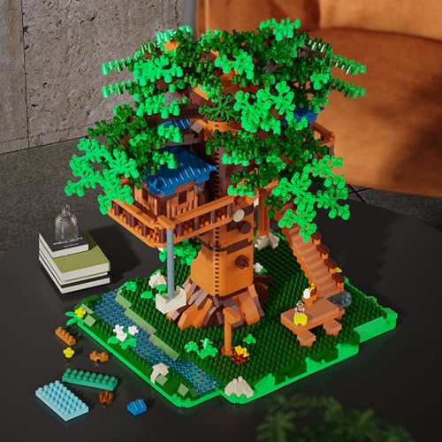 LULUFUN Treehouse Mini Block Toy, Jungle Treehouse, 3D Puzzle, Small House, Blocks, Tree House Assembly Kit, Perfect for Girls, Kids, and Adults, Perf