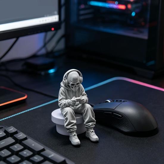3D Printed Sitting Skeleton Statue Halloween Indoor Decor Figurines Mini Skull Figurine Home