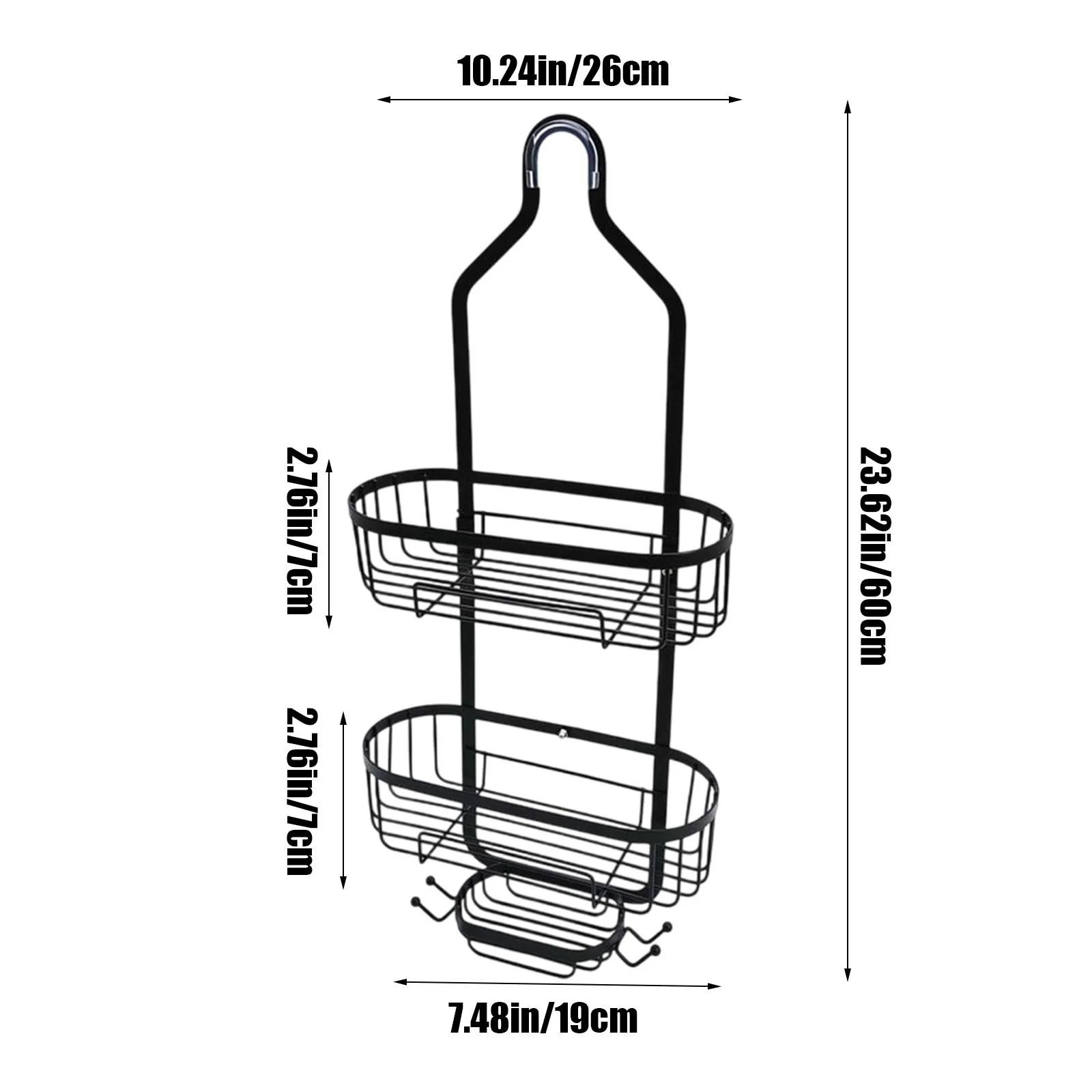 

Подвесная полка для душа, из нержавеющей стали, для подвешивания над душевой лейкой, многофункциональная полка для хранения средств для ванной, мыла, полотенец, туалетных принадлежностей One Size чёрный