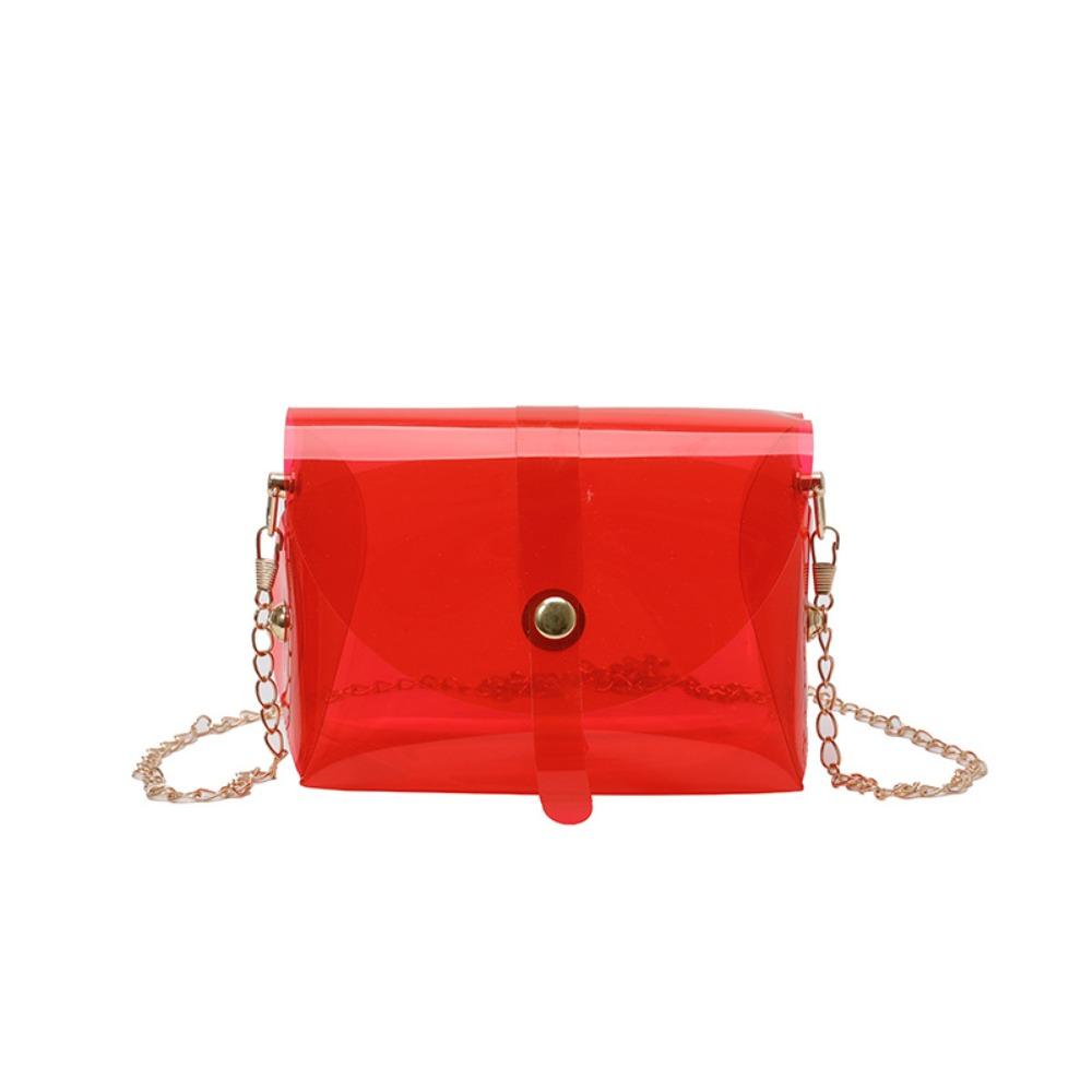 

Прозрачная сумка кроссбоди конфетного цвета Kawaii Мини-сумочка для помады Модная сумка-желе на плечо Для улицы красный