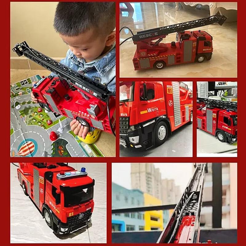 Large Alloy Ladder Fire Truck Toy
