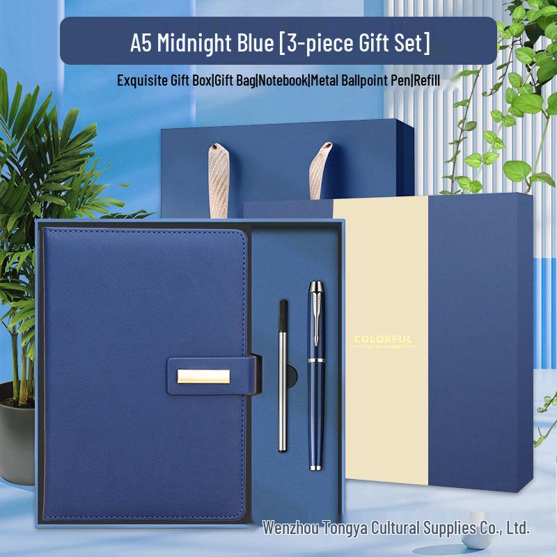 Customizable Business Diary Gift Set with Logo Printing - One-Buckle Notebook and Corporate Souvenir
