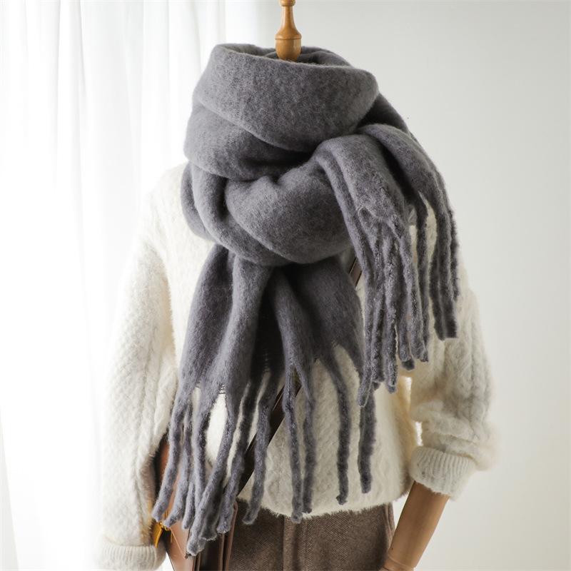 New Winter Scarf Men Women Cashmere Warm Solid Pashmina Blanket Wraps Female Thick Soft Bufanda Tassel Shawl Long Poncho Echarpe