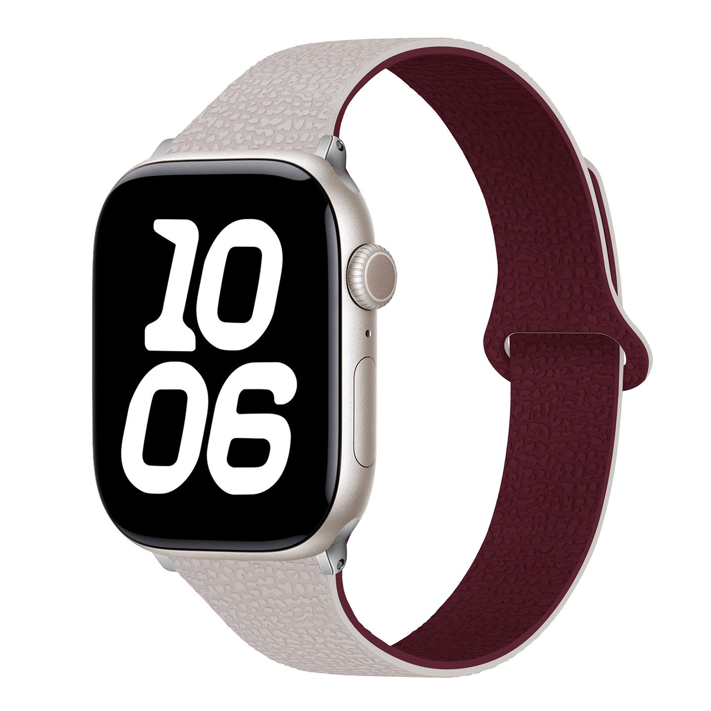 

Apple Lychee Pattern Soft Silicone Magnetic Watch Band for Apple Watch SE/10/9/8/7/6 42/44/45/46/49mm