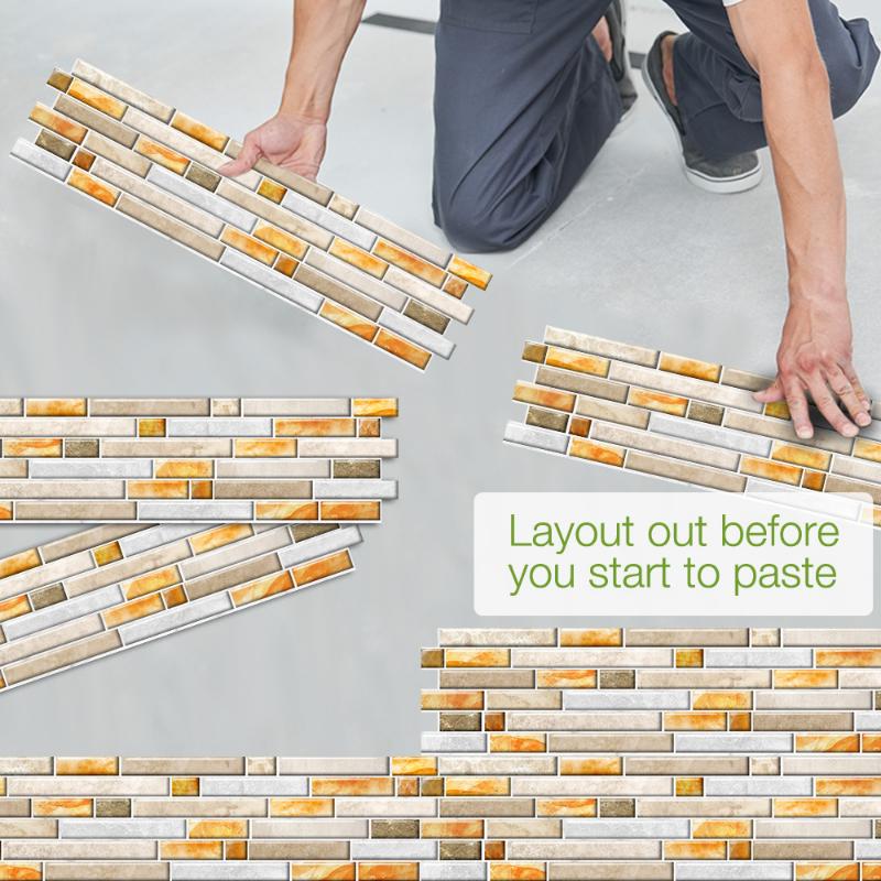 14 ks Elegance Žlutý mramor Samolepky na kuchyňské dlaždice Koupelna Samolepící nástěnná dekorace Home DIY