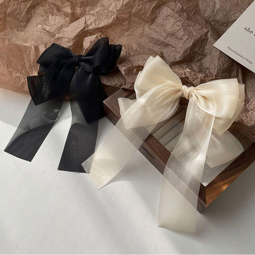 Yarn Bow Knot Hairpin Streamer Hair Duckbill Clip Spring Big Bow Hair Clips  Girls