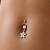 Dangled Design Apricot Blossom Navel Jewelry Zinc Zinc Alloy Flower Rhinestone Belly Ring  Women