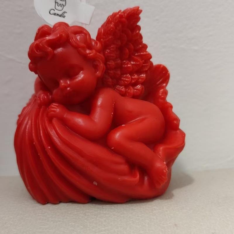 Angel Aromatherapy Candle - Smokeless Soy Wax with Little Angel Ornaments for Birthday or Full Moon Souvenir Atmosphere