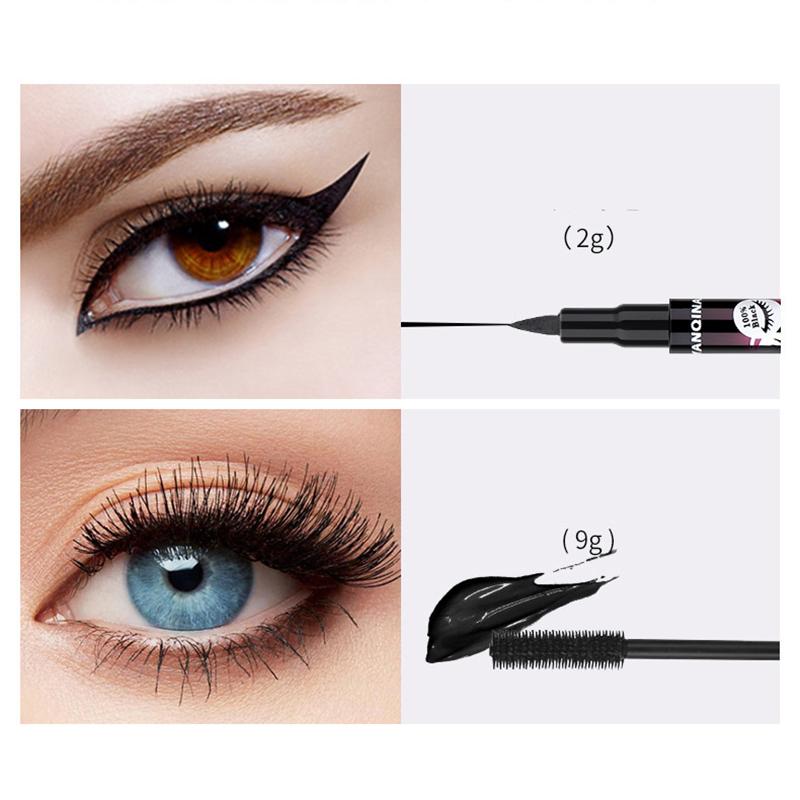 YANQINA 2-in-1 wasserfestes, schnell trocknendes Eyeliner-Mascara-Set
