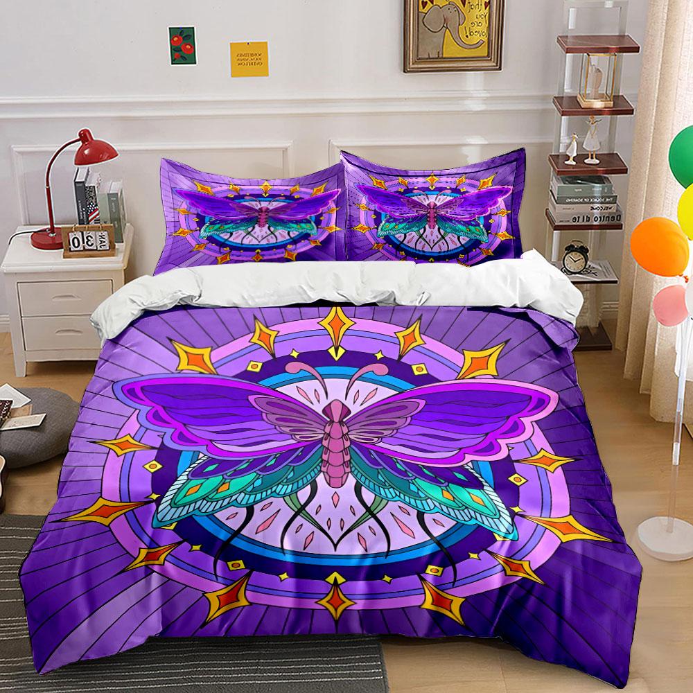 Butterfly Mandala Art Decor Set Soft Skin-Friendly Bedding Set Includes 1 Duvet Cover And 2 Pillowcase Gift