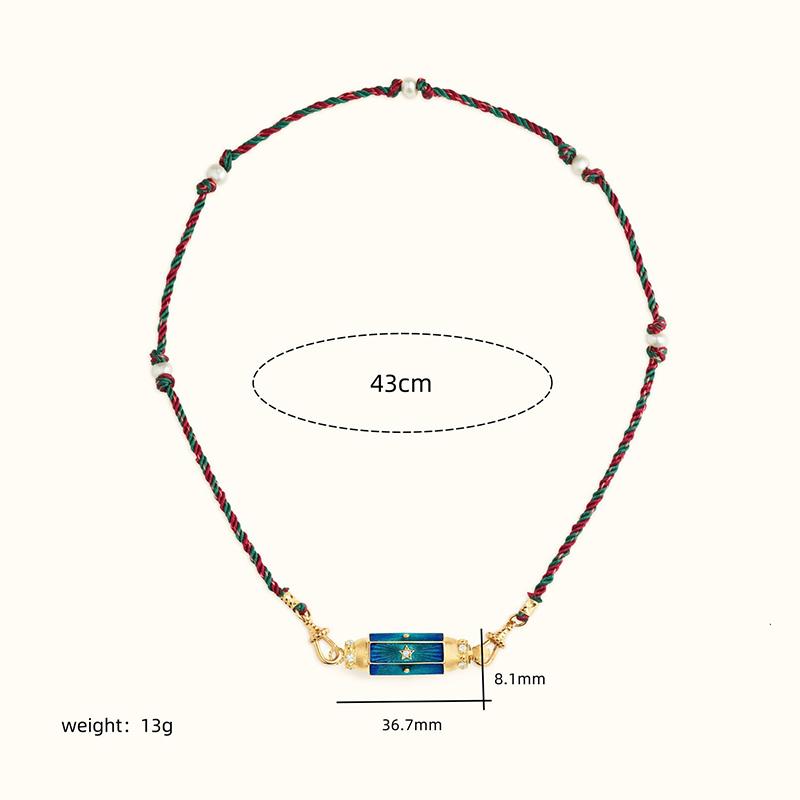 Retro Colored Stainless Steel Pendant Necklace For Women Handmade Braided Rope Chain Jewelry Accessories