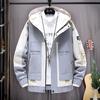 Spring Autumn Plus Size Men's Jacket Hooded Windbreaker Coats Fashion Letter Printed Patchwork Outwear Casual Jackets