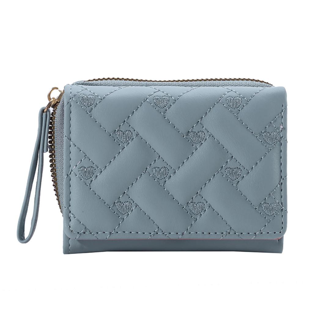 Women's Short Embroidered Love Zero Wallet Zipper Buckle Large Capacity Card Bag Versatile Fashion Simple