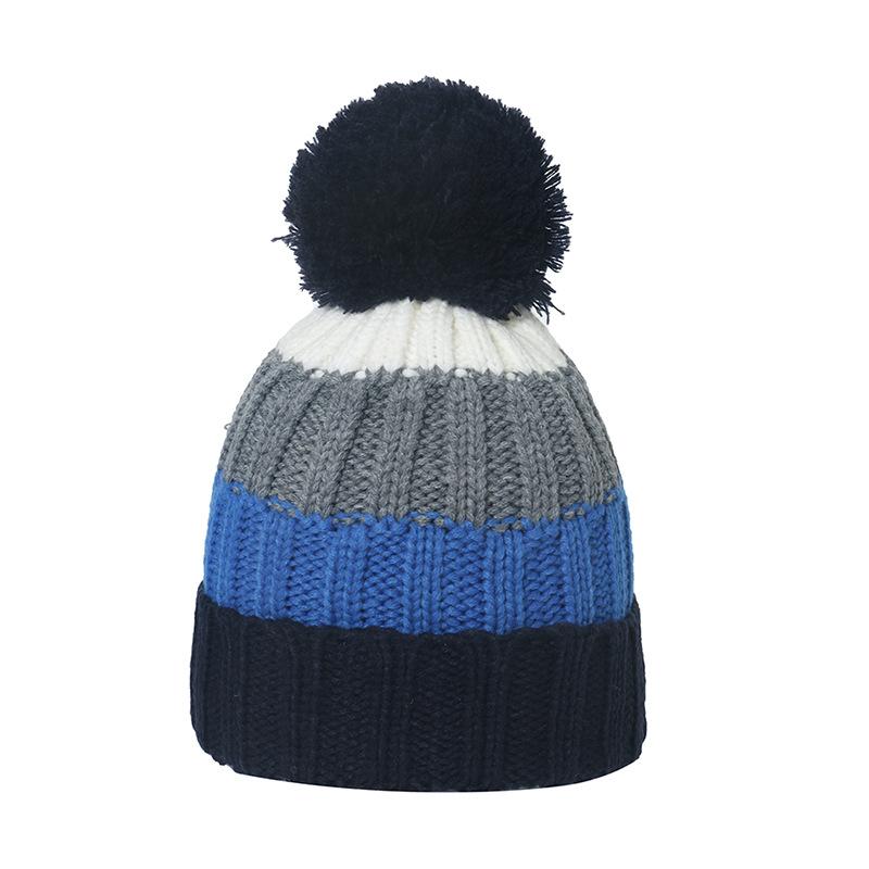Winter hat men's autumn and winter new color striped wool hat fleece thickened ski hat knitted hat men