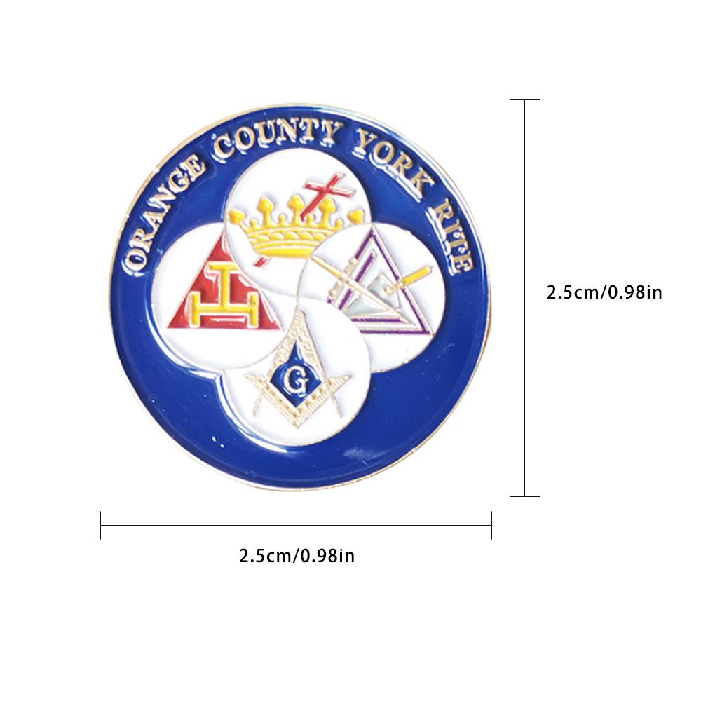Masonic Lapel Pins Commemorative Badge Mason Freemason BLM69 ORANGE COUNTY YORK RITE Size 2.5cm Gold Plating Present 2.5cm