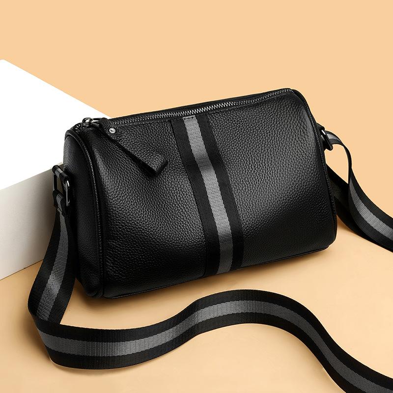 Large Capacity Men's Messenger Bag, Lychee Pattern Men's Bag, Shoulder Bag, Cowhide Texture Splicing Breast Bag, Men's High-end Sense