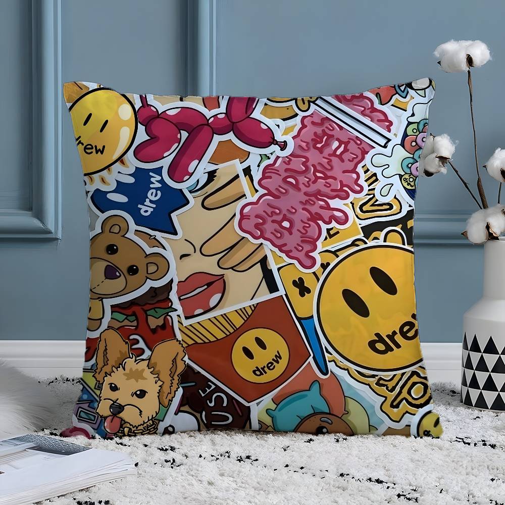 Kreslená houbová hlava Drew House-A Povlak na polštář Hedvábně elegantní Pohodlí Pohovka Postel Neviditelný zip Plážový povlak na polštář