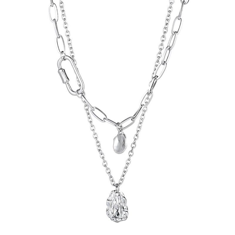 Double Layer Titanium Steel Necklace for Women - Long, Chic Clavicle Chain, Sweet & Cool Style, Light Luxury Accessory
