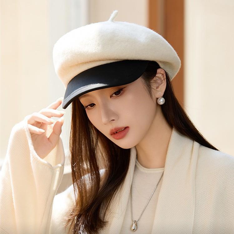 Ladies Autumn and Winter Woolen Beret New Warm British Octagonal Hat