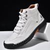 Men's High-Top Martin Boots: Large Size Leather, Handmade Stitching for Autumn/Winter